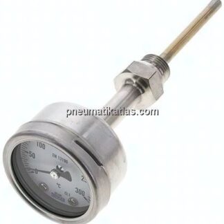 Bimetallthermometer, waagerecht D63/0 bis +300°C/100mm