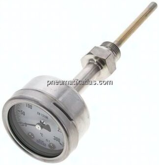 Bimetallthermometer, waagerecht D63/0 bis +300°C/100mm