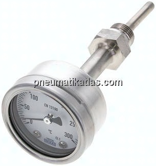 Bimetallthermometer, waagerecht D63/0 bis +300°C/63mm