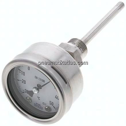 Bimetallthermometer, waagerecht D63/-30 bis +50°C/100mm