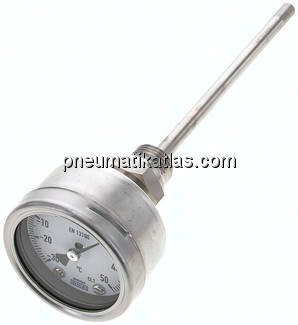 Bimetallthermometer, waagerecht D63/-30 bis +50°C/160mm