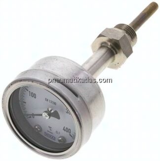 Bimetallthermometer, waagerecht D63/0 bis +400°C/63mm