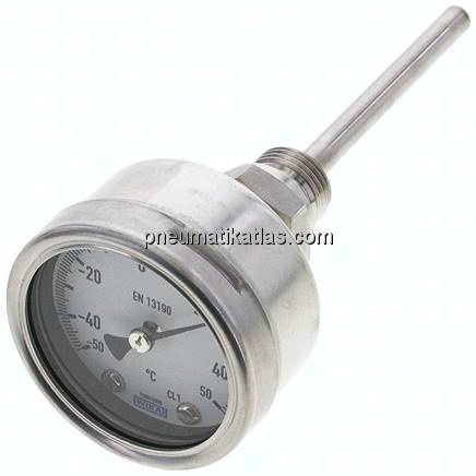 Bimetallthermometer, waagerecht D63/-50 bis +50°C/100mm
