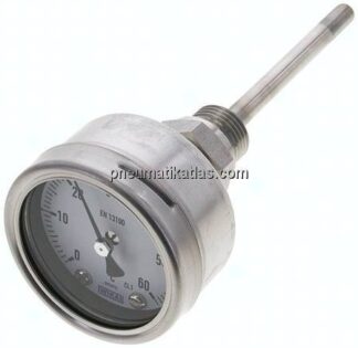 Bimetallthermometer, waagerecht D63/0 bis +60°C/100mm