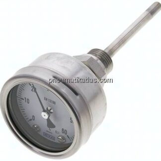 Bimetallthermometer, waagerecht D63/0 bis +60°C/100mm