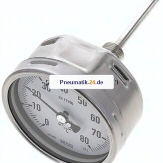 Bimetallthermometer, waagerecht D100/0 bis +80°C/100mm
