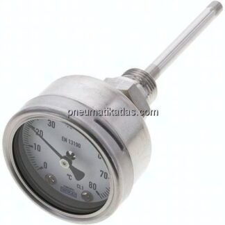 Bimetallthermometer, waagerecht D63/0 bis +80°C/100mm