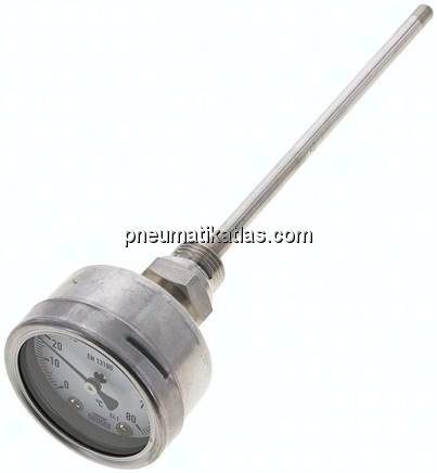 Bimetallthermometer, waagerecht D63/0 bis +80°C/200mm