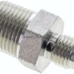 Doppelnippel NPT 3/8"-UNF 7/16"-20(JIC), Stahl verzinkt