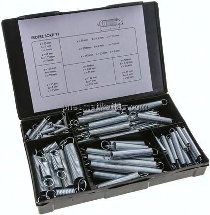 Zugfeder-Sortiment, 77 Stück, Ø 5 - 19 mm