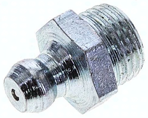 Gerader Kegelschmiernippel, R 1/8", Stahl verzinkt