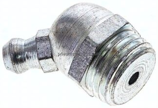 45° Kegelschmiernippel, R 1/4", Stahl verzinkt (6-kant)