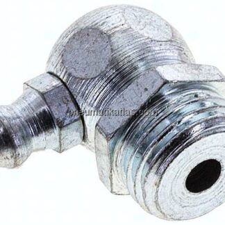 90° Kegelschmiernippel, R 1/4", Stahl verzinkt (6-kant)