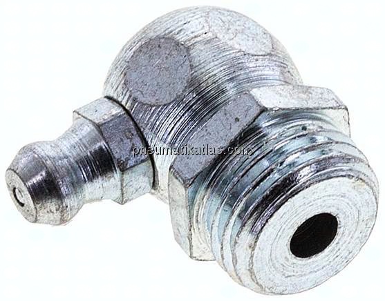 90° Kegelschmiernippel, R 1/4", Stahl verzinkt (6-kant)