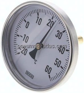 Bimetallthermometer, waagerecht D100/-20 bis +60°C/60mm