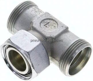 Einstellb. T-Schneidringverschraubung 28 L (M36x2), ohne Mutter & Schneidring, Stahl verzinkt