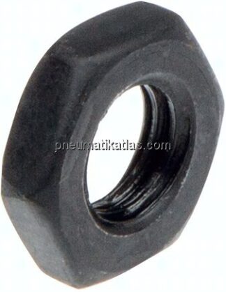 Sechskantmutter niedrig M 20x1,5, Stahl 4 blank (schwarz), Feingewinde (DIN 439 / ISO 8675)