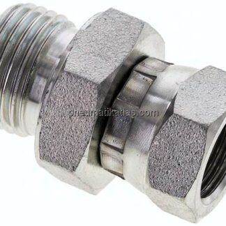 Einstellb. Einschraubverschr. 60°Keg.(G 3/8")-G 1/2"(AG)