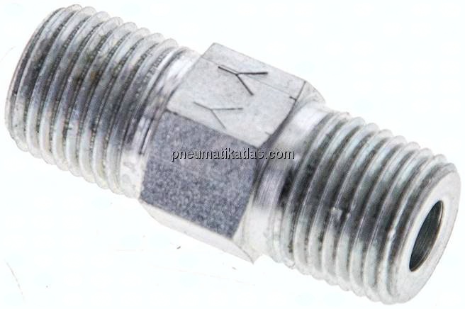 Doppelnippel NPT 1/8"-NPT 1/8", Stahl verzinkt