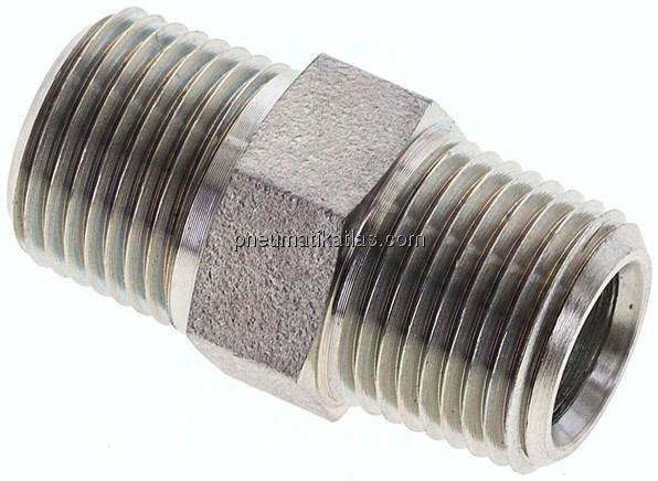 Doppelnippel NPT 3/8"-NPT 3/8", Stahl verzinkt