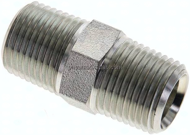 Doppelnippel NPT 1/2"-NPT 1/2", Stahl verzinkt