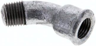45°-Bogen Rp 1/4"(IG)-R 1/4"(AG), Temperguss verzinkt
