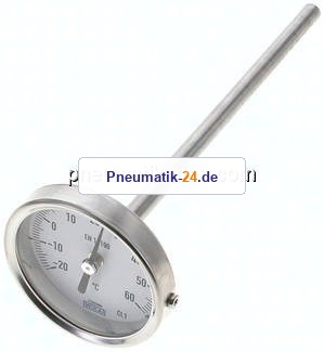 Bimetallthermometer, waagerecht D63/-20 bis +60°C/160mm