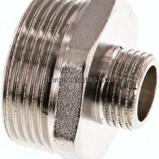 Doppelnippel G 1-1/4"-G 1/2", Messing vernickelt