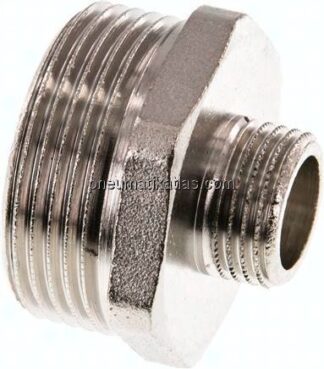 Doppelnippel G 1-1/4"-G 1/2", Messing vernickelt