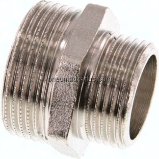 Doppelnippel G 1-1/4"-G 1", Messing vernickelt