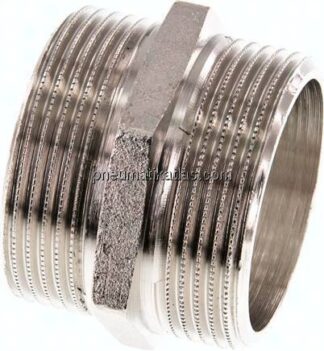 Doppelnippel G 1-1/2"-G 1-1/2", Messing vernickelt
