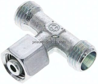 Einstellb. T-Schneidringverschraubung 8 L (M14x1,5), ohne Mutter & Schneidring, Stahl verzinkt