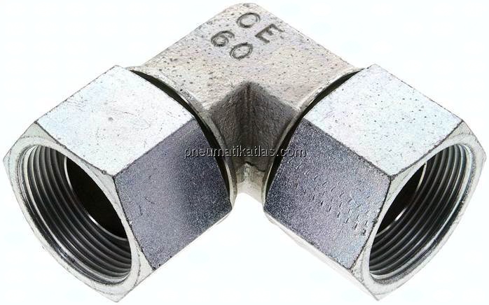 90°-Winkelverschraubung,60°Konus G 1-1/2" (IG), Stahl verzinkt