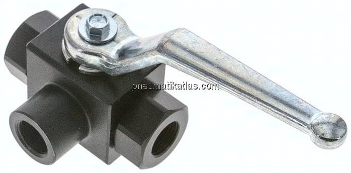 Hochdruck-3-Wege Kugelhahn, T-Bohrung, G 3/8", 0 - 400bar