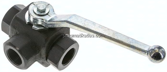 Hochdruck-3-Wege Kugelhahn, T-Bohrung, G 3/4", 0 - 350bar