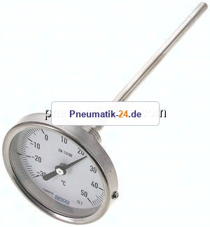 Bimetallthermometer, waagerecht D80/-30 bis +50°C/200mm