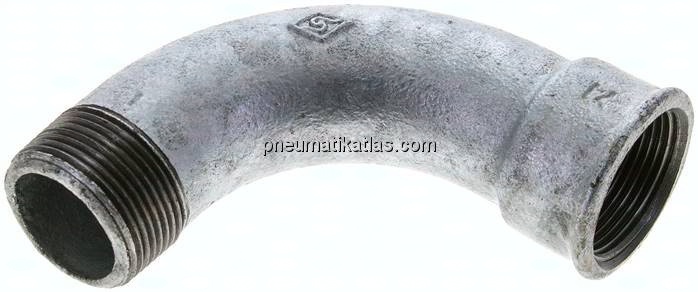 90°-Bogen Rp 1-1/4"(IG)-R 1-1/4"(AG), Temperguss verzinkt
