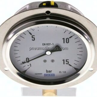 Glycerin-Einbaumanometer,Frontring, 100mm, -1 bis 15 bar
