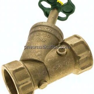 Schrägsitz-Absperrventil, Rp 2", PN 10, Messing, DVGW