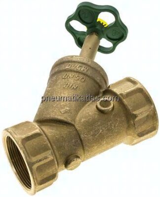 Schrägsitz-Absperrventil, Rp 2", PN 10, Messing, DVGW