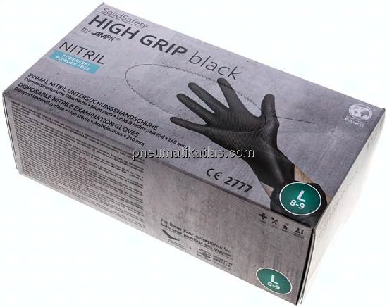 Nitril-Einmalhandschuhe, puderfrei, schwarz, L, 100er Box