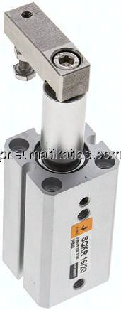 Schwenkspanner / Klemmzylinder Ø 16 mm, Klemmhub 20mm rechtsschwenkend (schwenkt beim Klemmen im Uhr