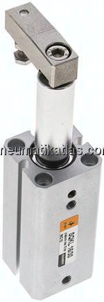 Schwenkspanner / Klemmzylinder Ø 16 mm, Klemmhub 30mm linksschwenkend (schwenkt beim Klemmen gegen d