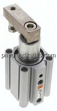 Schwenkspanner / Klemmzylinder Ø 40 mm, Klemmhub 10mm linksschwenkend (schwenkt beim Klemmen gegen d