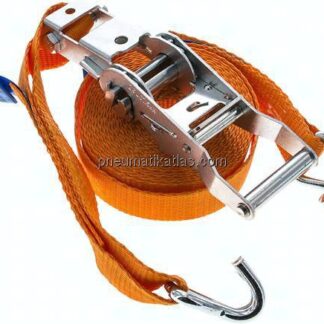 Ratschen-Zurrgurt (25mm) 6m, 1.500daN, Druckratsche, 2-teilig mit Spitzhaken