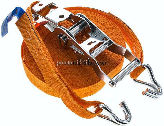 Ratschen-Zurrgurt (25mm) 10m, 1.500daN, Druckratsche, 2-teilig mit Spitzhaken