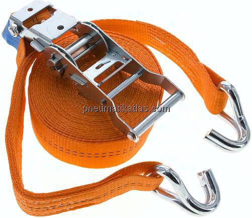 Ratschen-Zurrgurt (35mm) 8m, 2.000daN, Druckratsche, 2-teilig mit Spitzhaken