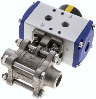 Pneumat. Edelstahl-Kugelhahn, 21,3mm, doppeltwirkend