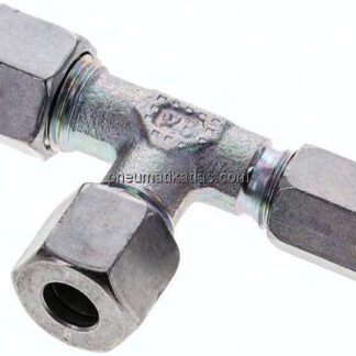 T-Schneidringverschraubung 8 L (M14x1,5)-8 L (M14x1,5)-6 L (M12x1,5), Stahl verzinkt