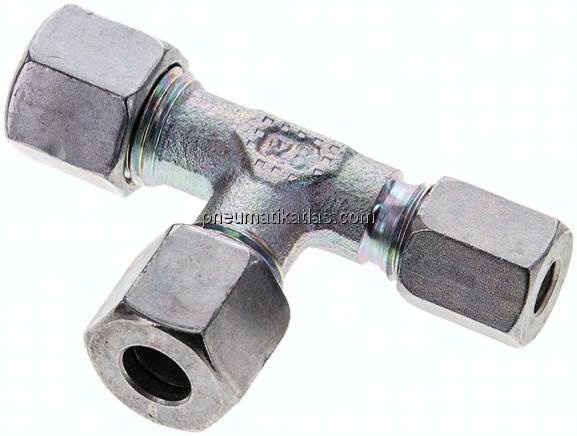 T-Schneidringverschraubung 8 L (M14x1,5)-8 L (M14x1,5)-6 L (M12x1,5), Stahl verzinkt